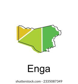 Map of Enga vector design template, national borders and important cities illustration