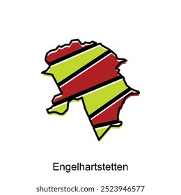 Map of Engelharstetten City flat element design with outline, vector on white background