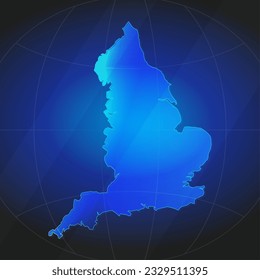 Map of England in blue color. Template for website, annual report, news, infographics. Vector Illustration 