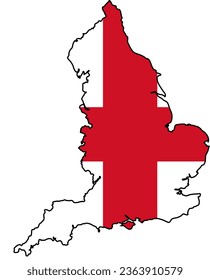 Map of England with Flag
