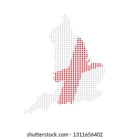 Map of England with flag. Pointillism style. Vector illustration design