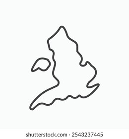 Mapa del icono de Inglaterra en negro delineado y sólido.