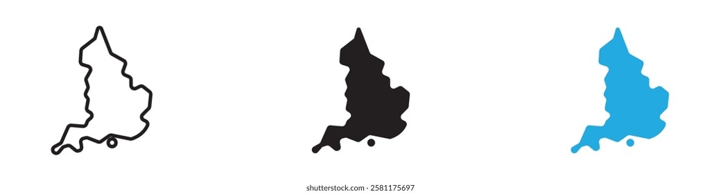 Map of england icon black white vector outline