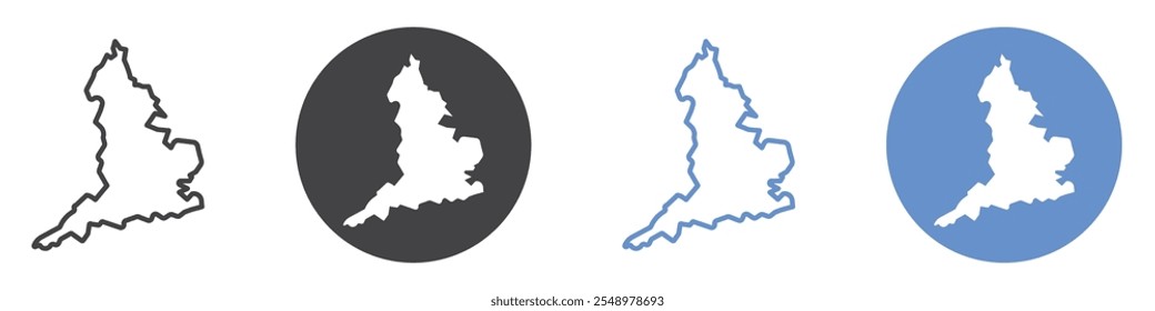 Map of england icon flat line symbol set.