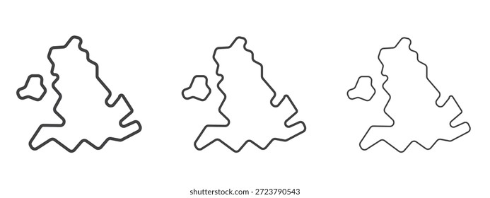 Mapa del icono de Inglaterra en estilo doodle de arte de línea. Signo de contorno de trazo editable, eps 10
