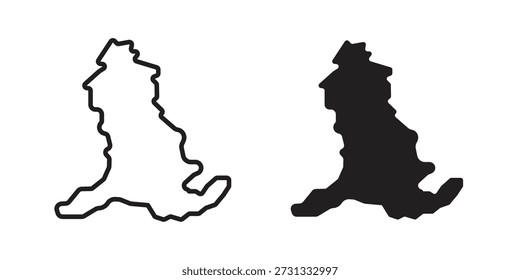 Icono del mapa de Inglaterra en el fondo blanco. Icono de Vector de stock