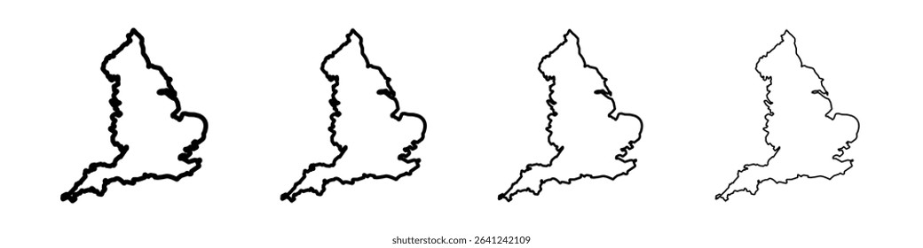 Map of england icon Outline sign symbol set