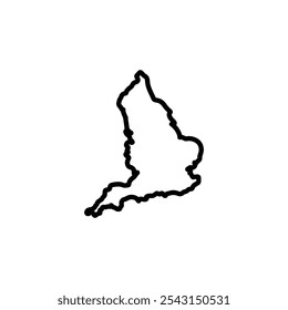 Mapa do conjunto de ícones da inglaterra. versões delineadas e preenchidas sólidas.