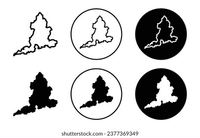 Map of England icon. Uk england country boundary outline symbol set. England map contour vector sign. United kingdom national map line logo.