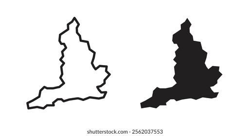 Map of england icons in flat and line style set.