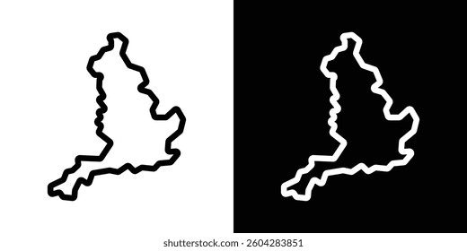Map of england icons vectors set in stroke line style.