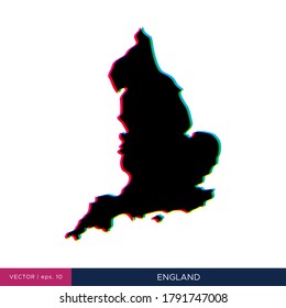Map of England in multicolor style on the border vector design template