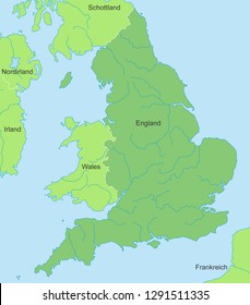 Map of England (with german inscription)