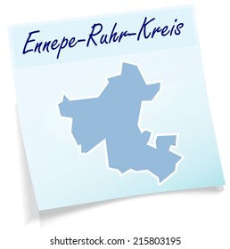 Map of Ennepe-Ruhr-Kreis as sticky note in blue