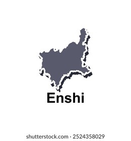 map of Enshi modern vector design template, national borders and important cities illustration