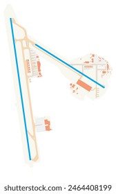 Map of Entebbe International Airport (Uganda). IATA-code: EBB. Airport diagram with runways, taxiways, apron, parking areas and buildings. Map Data from OpenStreetMap.