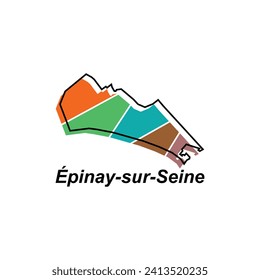 Karte des Epinay Sur Seine City bunte geometrische, moderne Umriss, Hochdetaillierte Vektorgrafik-Design-Vorlage, geeignet für Ihr Unternehmen