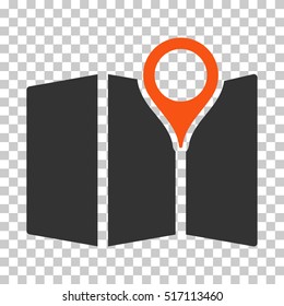 Map EPS vector pictograph. Illustration style is flat iconic bicolor orange and gray symbol.