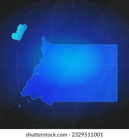 Map of Equatorial Guinea in blue color. Template for website, annual report, news, infographics. Vector Illustration 