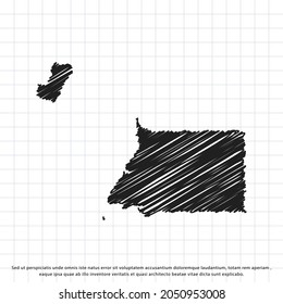 Map of Equatorial Guinea freehand drawing on a sheet of exercise book. Vector illustration.