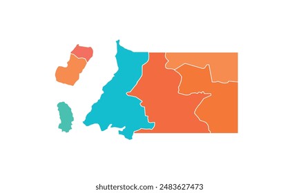 Map of Equatorial Guinea isolated modern colorful style. for website layouts, background, education, precise, customizable, Travel worldwide, map silhouette backdrop, earth geography, political.