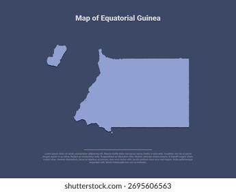  Map of Equatorial Guinea, minimalist vector silhouette in soft blue on dark background