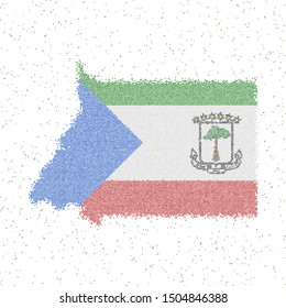 Map of Equatorial Guinea. Mosaic style map with flag of Equatorial Guinea. Vector illustration.
