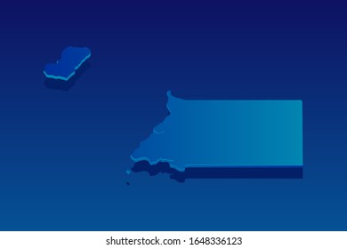 map of Equatorial Guinea on blue background. Vector modern isometric concept greeting Card illustration eps 10.