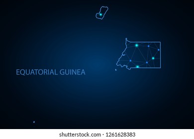 Map of Equatorial Guinea from Polygonal wire frame low poly mash, contours network line, dot and structure. Vector Illustration EPS10. - Vector