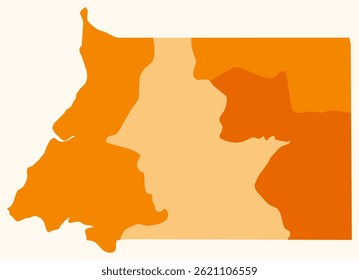 Map of Equatorial Guinea with regions. A simple country border map with regional divisions in an orange color palette. Vector illustration.