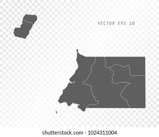 Map of Equatorial Guinea , vector illustration on transparent background. Items are placed on separate layers and editable.
