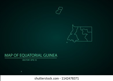 Map of Equatorial Guinea,Green map on dark background of map of Equatorial Guinea symbol for your web site design map. Vector illustration eps 10.
