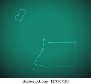 Map of Equatorial Guinea,Green map on dark background. Vector illustration eps 10.