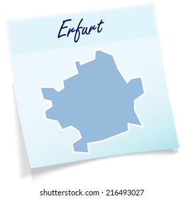 Map of Erfurt as sticky note in blue