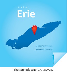 map of Erie lake vector illustration