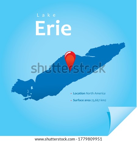 map of Erie lake vector illustration