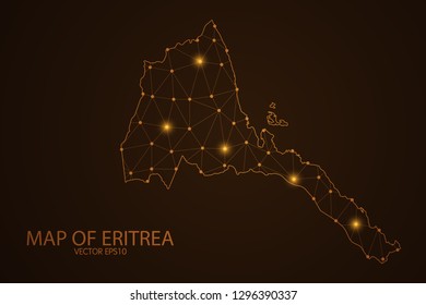 Map of Eritrea - Abstract mash line and point scales on dark background. 3D mesh polygonal network connections.Vector illustration eps 10. 