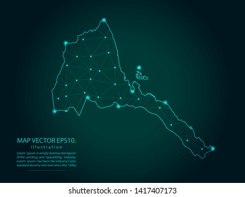 Map of eritrea - Abstract mash line and point scales on dark gradient background. Wire Frame 3D mesh polygonal network line, design sphere, dot and structure. Vector illustration eps 10.