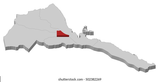 Map - Eritrea, Anseba - 3D-Illustration