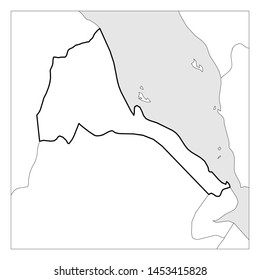 Map of Eritrea black thick outline highlighted with neighbor countries.