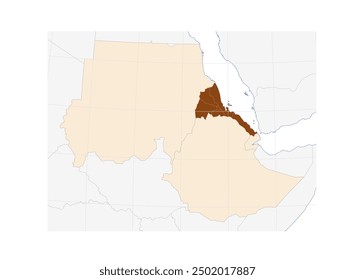 Map of Eritrea in Eastern Africa: Detailed Illustration of the African Nation with Neighboring Countries - Ideal for Atlas Reference