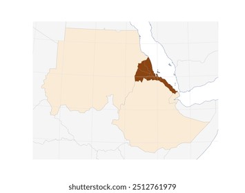 Mapa da Eritreia na África Oriental: Ilustração Detalhada da Nação Africana com os Países Vizinhos - Ideal para Referência Atlas