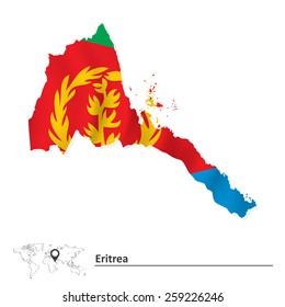 Map of Eritrea with flag - vector illustration