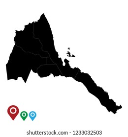 Map of Eritrea, High Detailed Map of Eritrea isolated on white background.Vector illustration eps 10