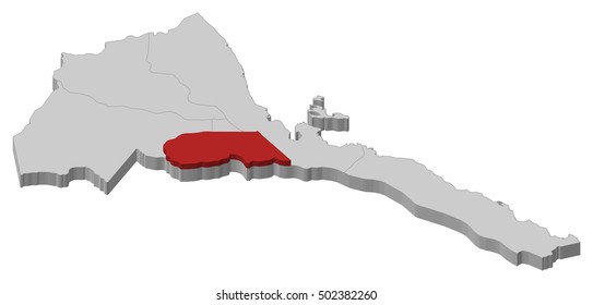 Map - Eritrea, Maekel - 3D-Illustration