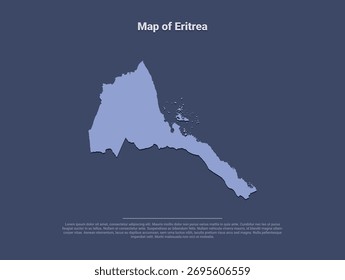 Map of Eritrea, minimalist vector silhouette in soft blue on dark background