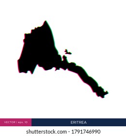 Map of Eritrea in multicolor style on the border vector design template