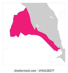 Map of Eritrea pink highlighted with neighbor countries