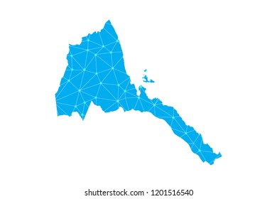 Map of Eritrea from Polygonal wire frame low poly mesh,Eritrea map  Vector Illustration EPS10.