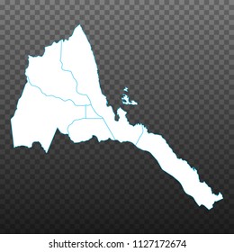 Map of Eritrea. Vector illustration on transparent background. Items are placed on separate layers and editable. Vector illustration eps 10.